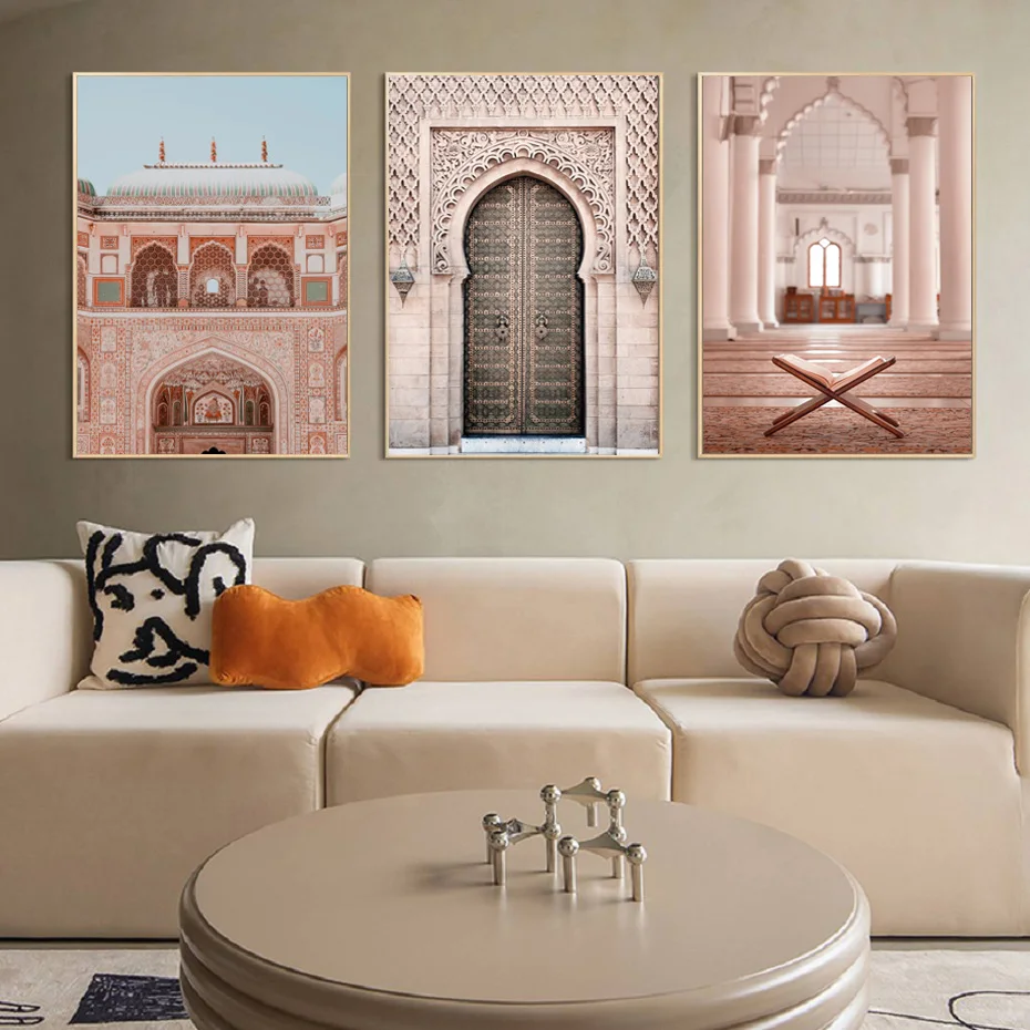 

Islamic Bohemian Wall Art Printing Mosque Arches Moroccan Architecture Painting Poster Living Room Interior Home Decoration