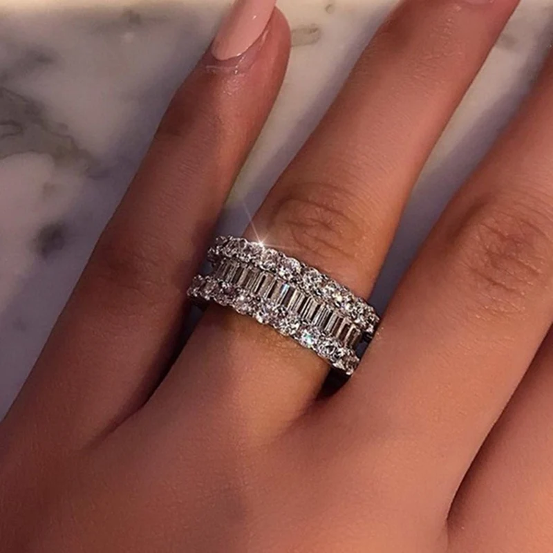 Европейский Стиль Роскошные модные инкрустированные Белый квадрат циркон