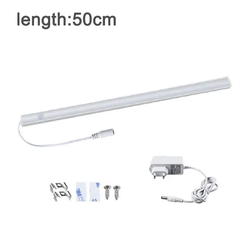 1x50cm with power DC 12 В светодиодный светильник шкаф спальня PIR датчик движения под кухонный шкаф светильник s светодиодный датчик движения шкаф Ночной светильник Настенный светильник - Цвет: 1x50cm with power