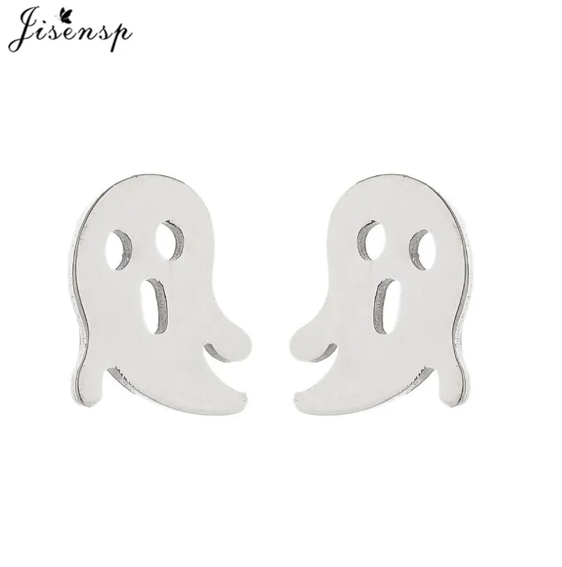 2021 забавные серьги-гвоздики из нержавеющей стали в виде призрака маленькие