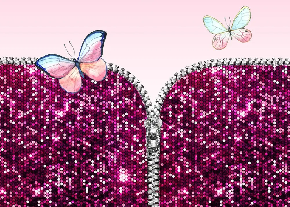 

Birthday Party Backdrops Doll Girls Zipper butterfly Photobooth Banner Children Celebration photo Background Home Decor
