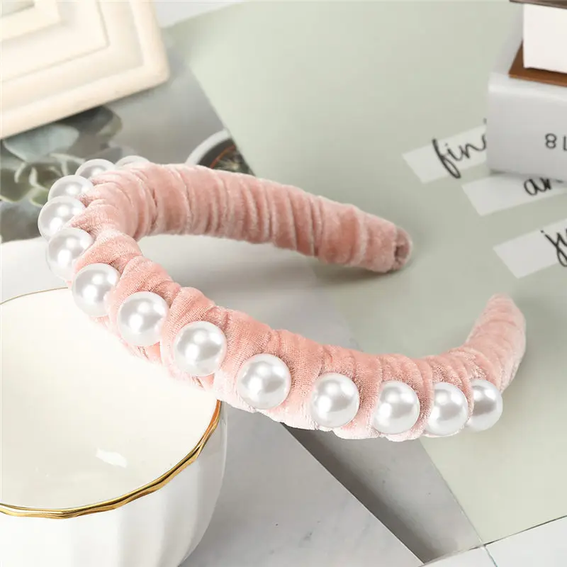 F pink Корейские модные однотонные бархатные ткани украшение для волос с зубами женские аксессуары для волос твист лента для волос для девочек широкий обруч для волос - Цвет: F pink