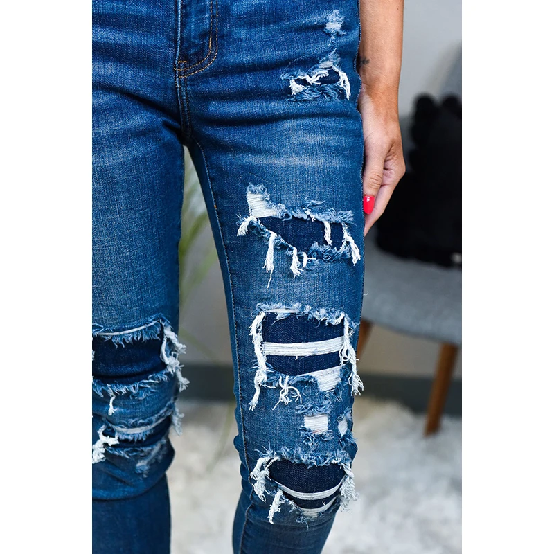 

2020 Leopard Patched Destroyed Skinny Jeans Plus Size Buttons Mujer Pantalones Woman Pants Kobieta Spodnie Spodnie Damskie 2XL