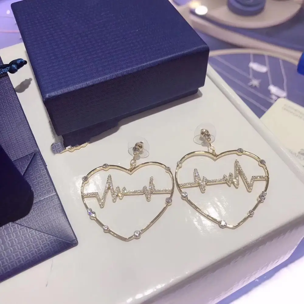 Женские серьги подвески в форме сердца с цирконом AAA|Серьги-подвески| |