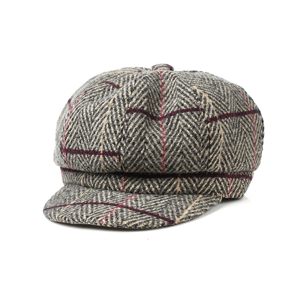 Клетчатый узор береты шапки для женщин осень зима хлопок шляпа женская обувь на