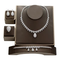 trendy wedding necklace earrings set for women full hadiyana cubic zirconia bridal jewelry sets pendientes mujer moda cny160