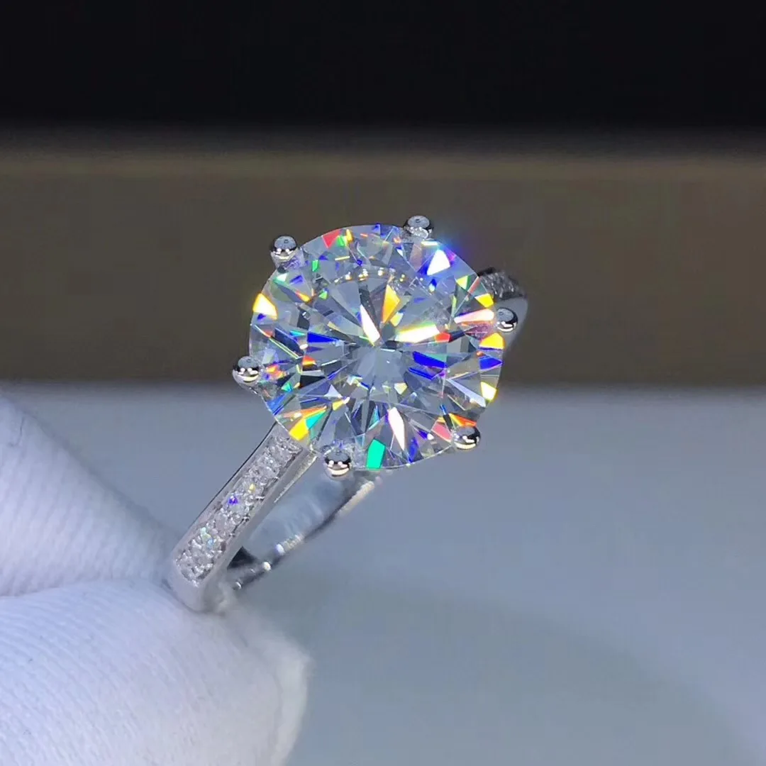 Серебряное кольцо из белого золота 3ct 9,00 мм D VVS роскошное свадебное кольцо для женщин