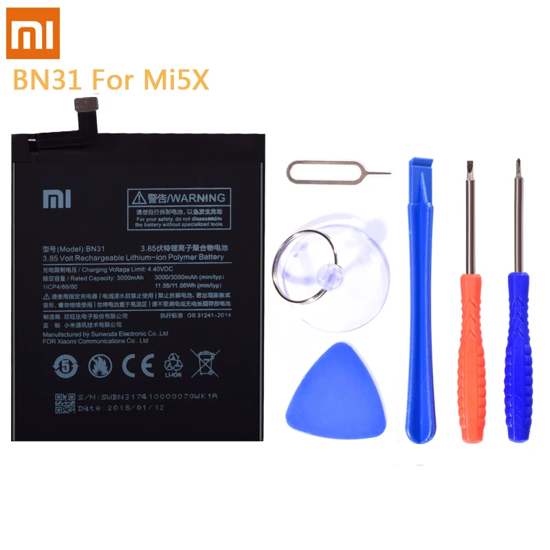 BN31 For Xiaomi Mi5X BN43 BN41 BM45 BM46 BN45 BM22 BM47 BN31 Батарея для Xiaomi Redmi Note 5/Note 4 4X2 3 3S 3X Note2 3 4 4X Xiaomi Mi5 5X Batteria - Цвет: BN31 For Xiaomi Mi5X