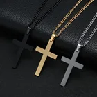 Ожерелье унисекс, из нержавеющей стали, с подвеской в виде креста