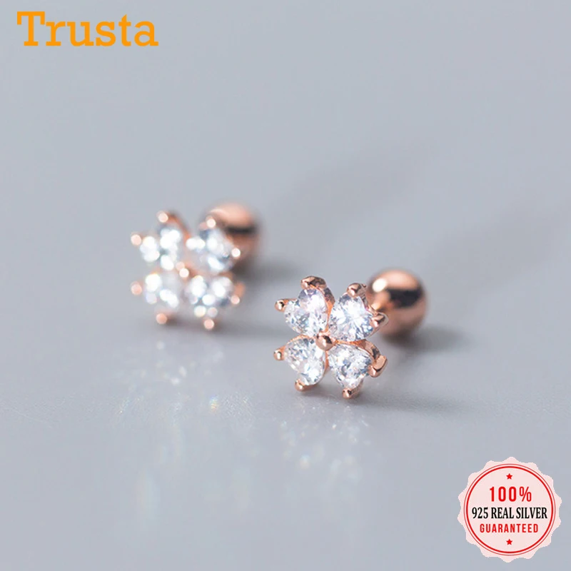 Женские серьги гвоздики с цветком розы Trustdavis минималистичные из 100%