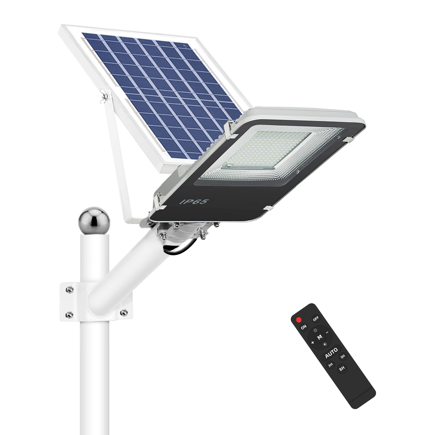 120W Solar Street Light Outdoor IP65 Waterproof Remote Control Light Control Security Led Street Light for Street Yard Garden
