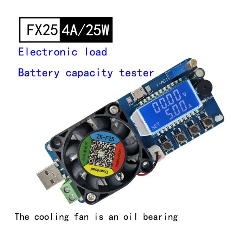 

Electronic Load USB Load Tester 35W Constant Current Battery Capacity Tester HX6C
