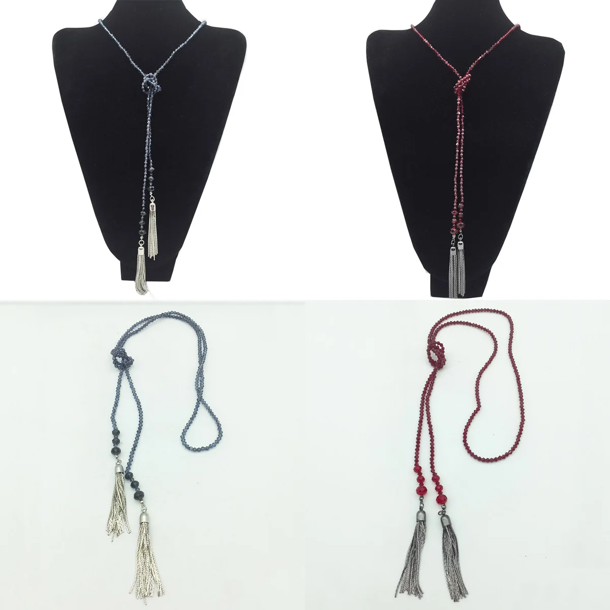 Новейший дизайн этнические длинные стеклянные бусы цепи кисточкой нагрудник