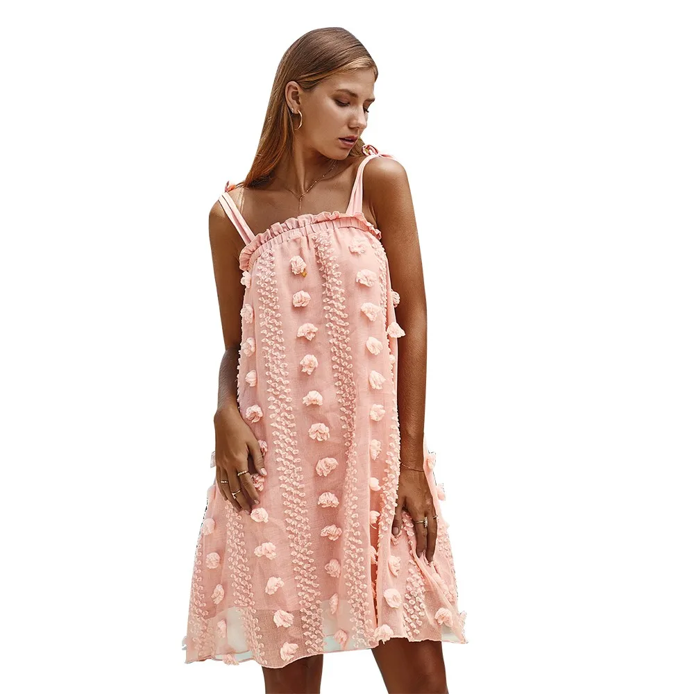 Летние свободные женские платья без рукавов женское платье на тонких бретельках