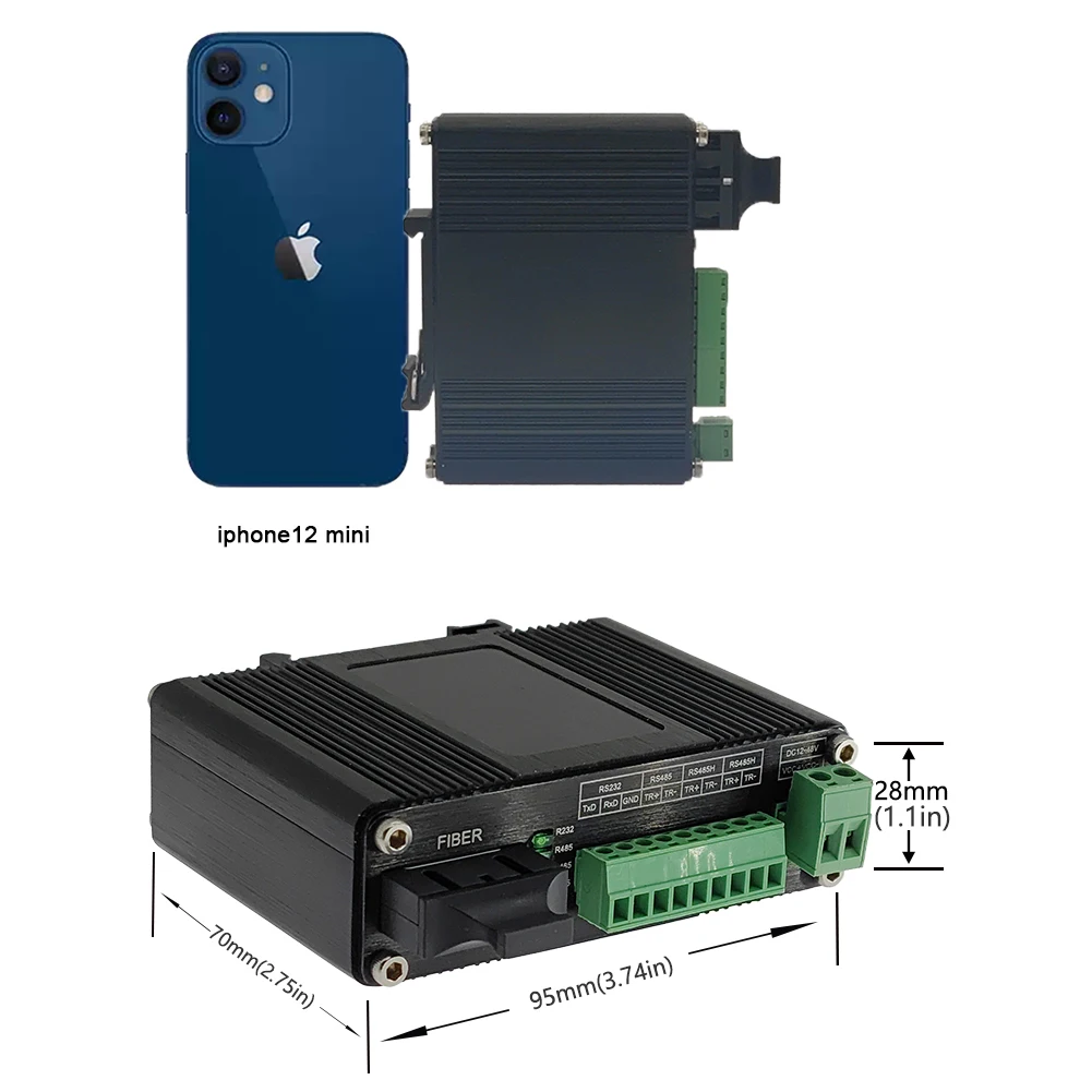 Industrial Serial RS232 RS485 RS422 to Fiber Modem,Aluminum case,SC, 12~48VDC,fiber media converter SM 20km/MM 2km