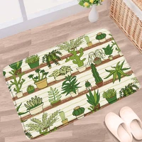 tropical plant bathroom mat cactus jungle green leaf floral pattern non slip rug flannel decor bath kitchen doorway aisle carpet