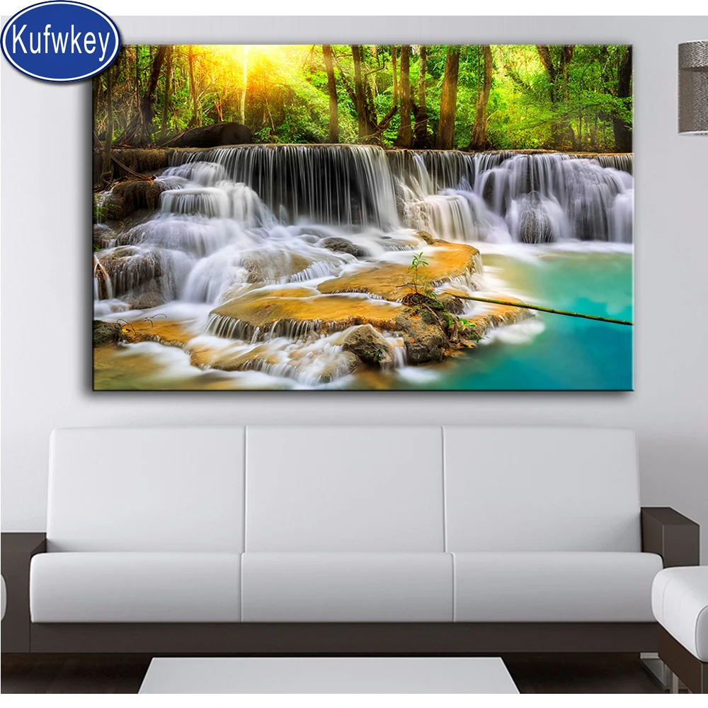 Алмазная живопись Водопад 3d вышивка крестиком полная выкладка квадратная 5d