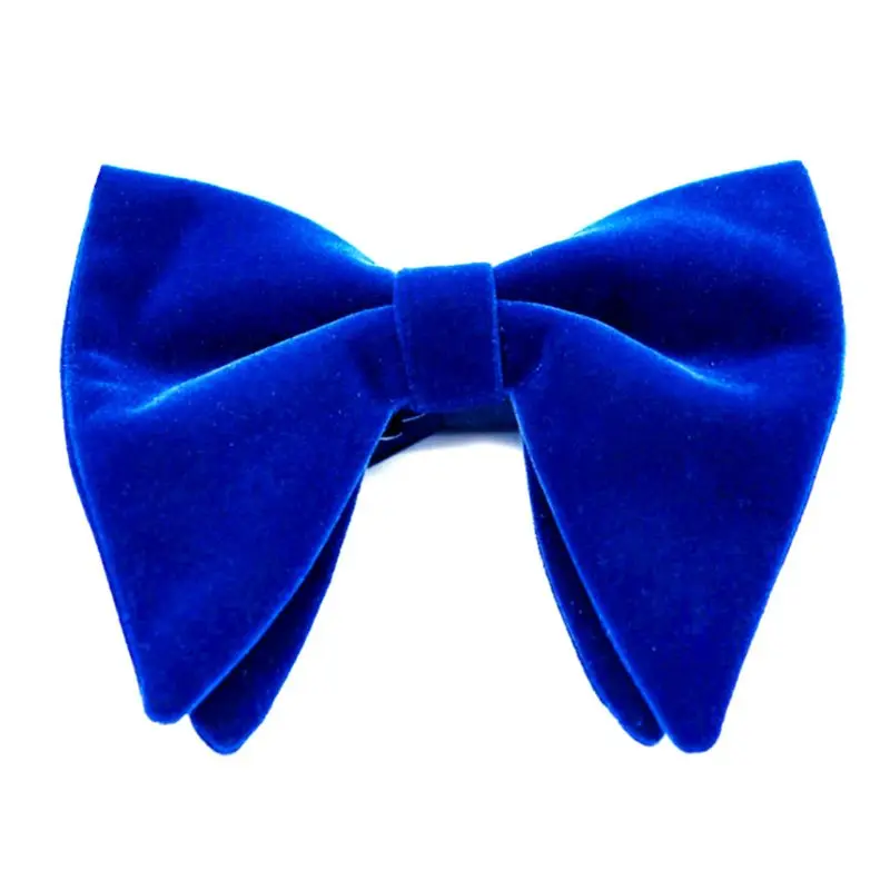 

Mens Velvet Vintage Double Layer Pre-Tied Handmade Bow Tie Glitter Solid Color Tuxedo Big Oversized Adjustable Length Necktie
