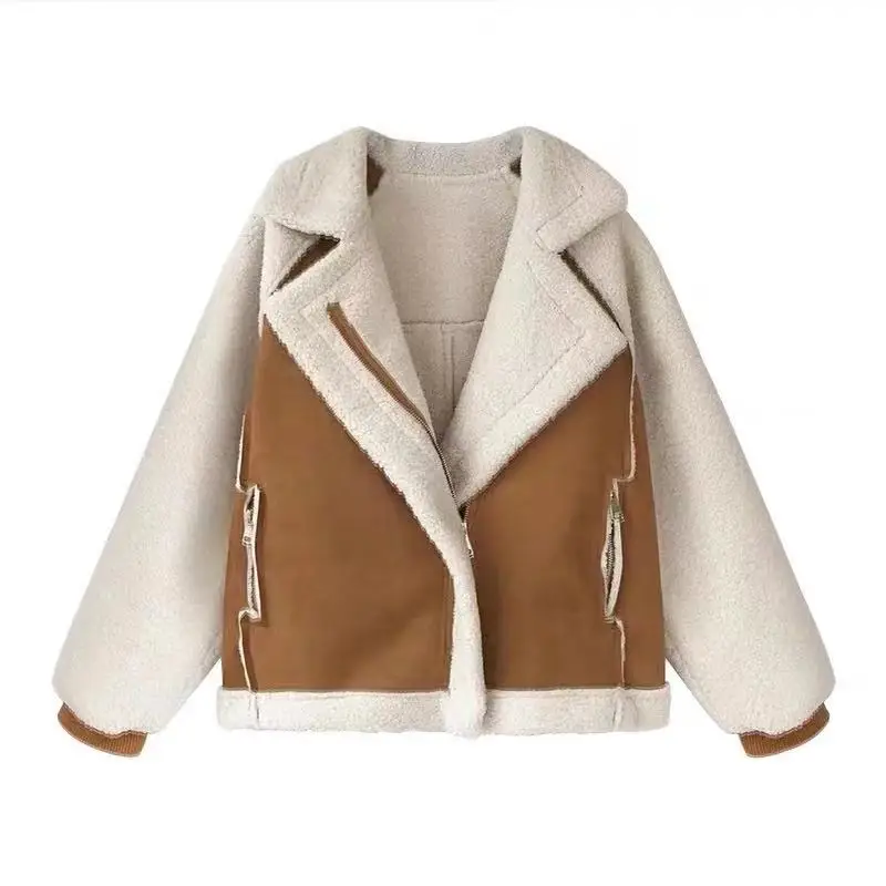 

Women's fur new style coat women's tide autumn and winter short lamb cashmere motorcycle jacket padded jacket