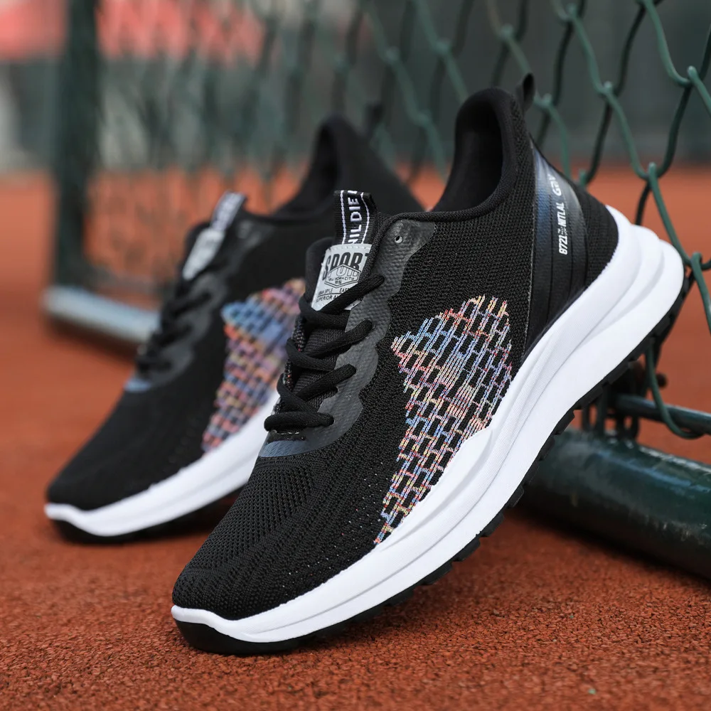 

Men Platform Sneakers Breathable Vulcanize Shoes Running Knit Sock Mesh Lightweight Athletic Training Height Increasing Shoes
