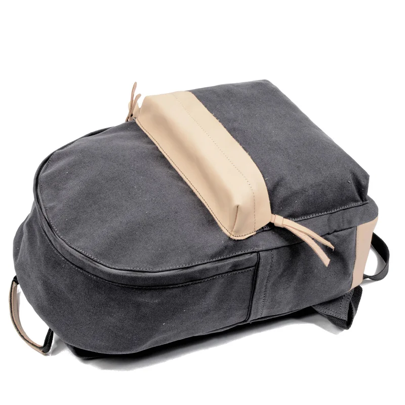 

Classic Europe Fashion Pure Cotton Canvas Leather Backpacks 14" Laptop Waterproof Daypacks Large Capacity Men Rucksacks Retro