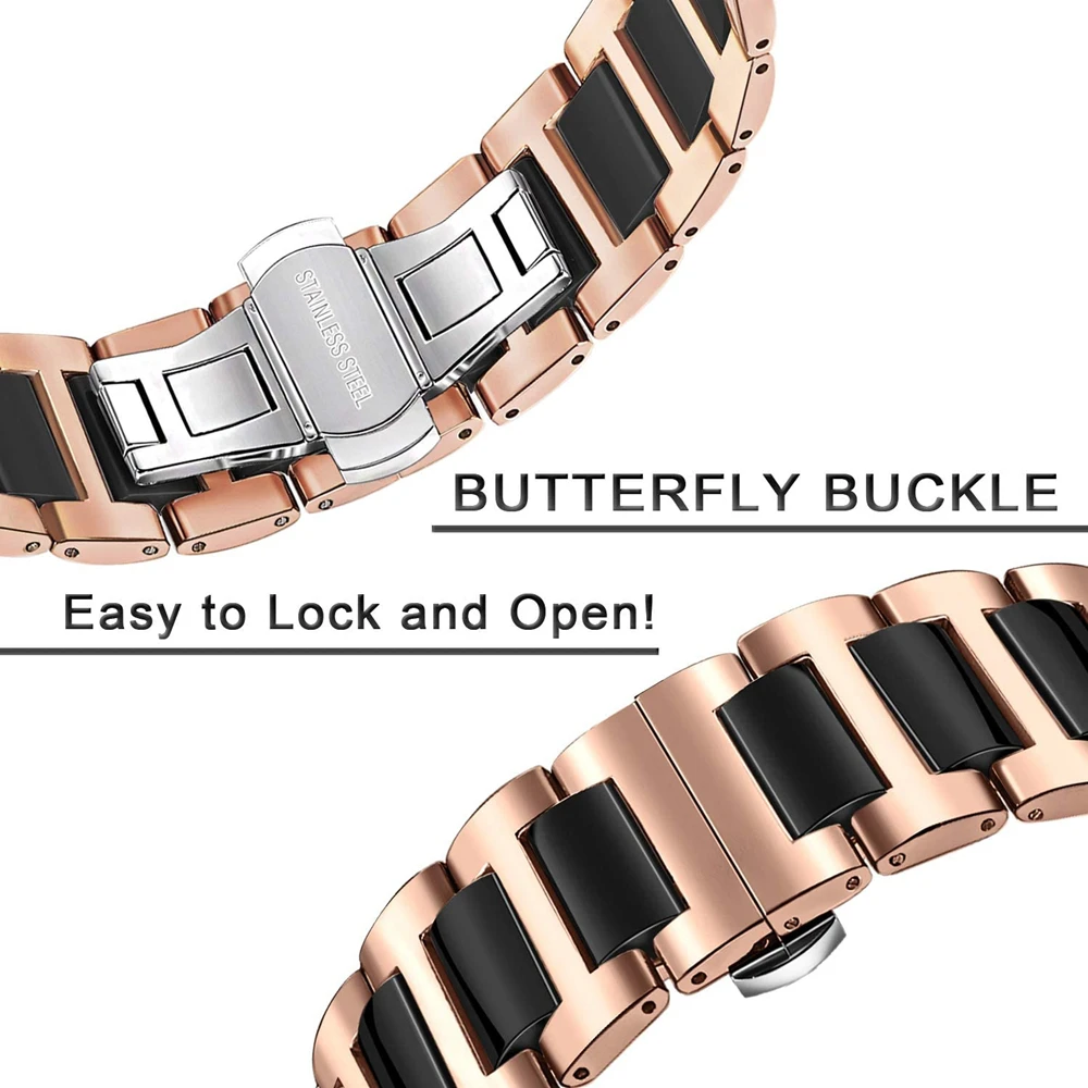 Ремешок из керамики и нержавеющей стали для Huawei GT 2E 46 мм/Galaxy Watch мм браслет Samsung Active