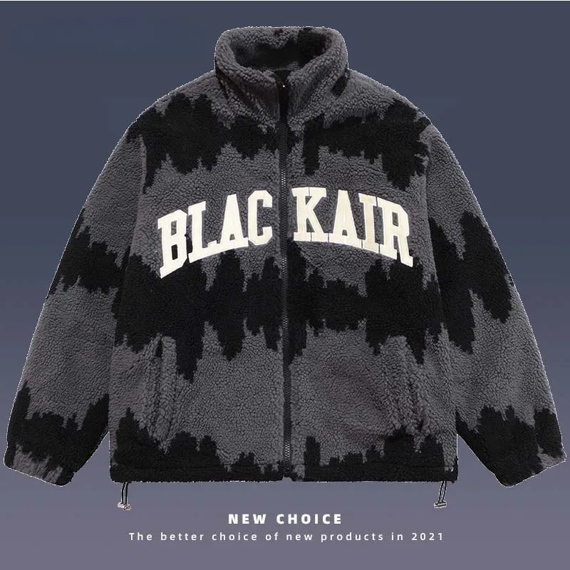 

Парка мужская из овечьей шерсти, уличная одежда в стиле ретро, пальто с буквенным принтом и вышивкой, Повседневная Свободная теплая верхняя ...