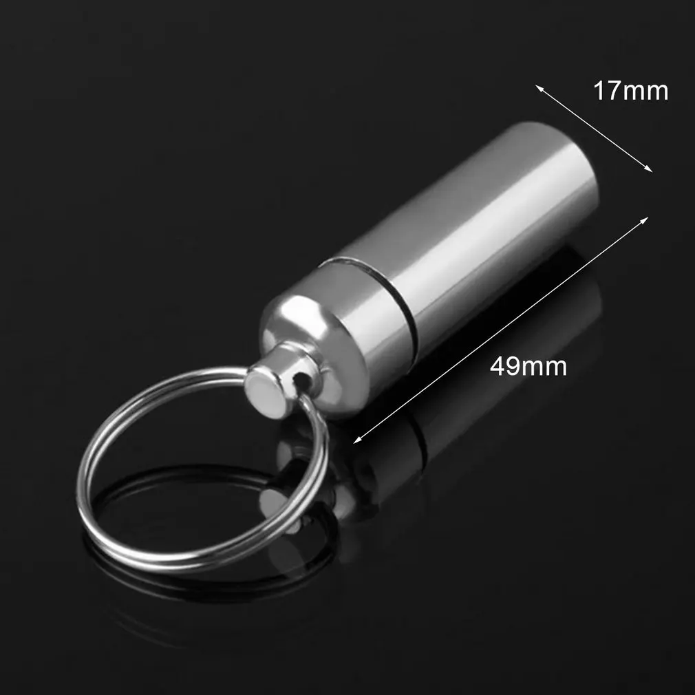 

Small Size Keychain Design Travel Pill Box Waterproof Aluminum Alloy Pill Drug Storage Box Case Holder Container 1pcs