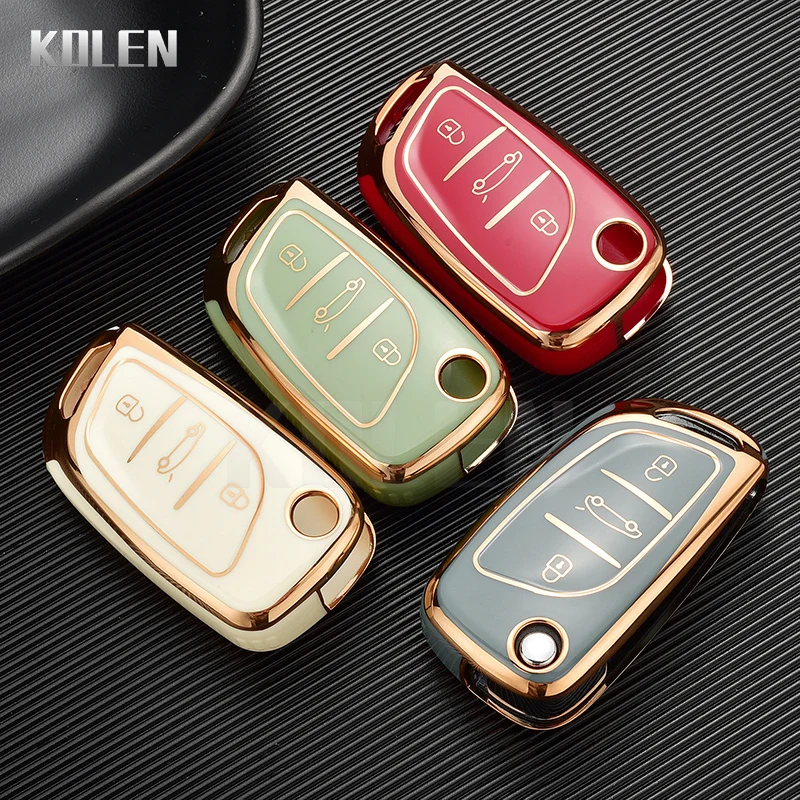 Fashion TPU Car Flip Key Case Shell Cover Fob For Citroen C1 C2 C3 C4 C5 XSARA PICA For Peugeot 306 407 807 DS DS3 DS4 DS5 DS6