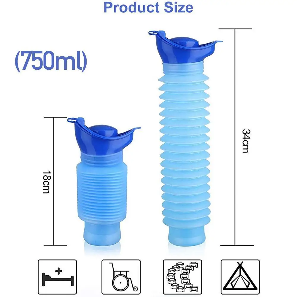 

750ml Portable Adult Urinal Outdoor Camping High Quality Travel Urine Car Urination Pee Soft Toilet Urine Help Men Toilet
