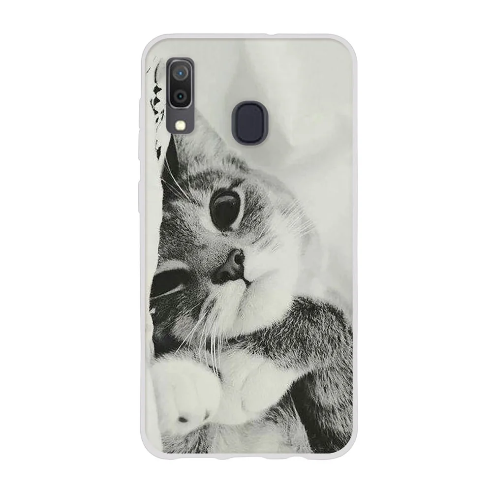 For Samsung Galaxy A10 A20 A30 A40 A50 A70 Case Silicone Back Protective Slim TPU Pattern Cartoon Cat Funda 3D Bumper | Мобильные