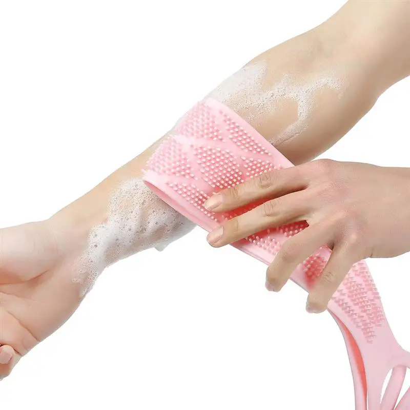 

Bath Towels Silicone Brushes Rubbing Back Mud Peeling Body Massage Shower Extended Double-Sided Back Scrubber Bathroom Supplies
