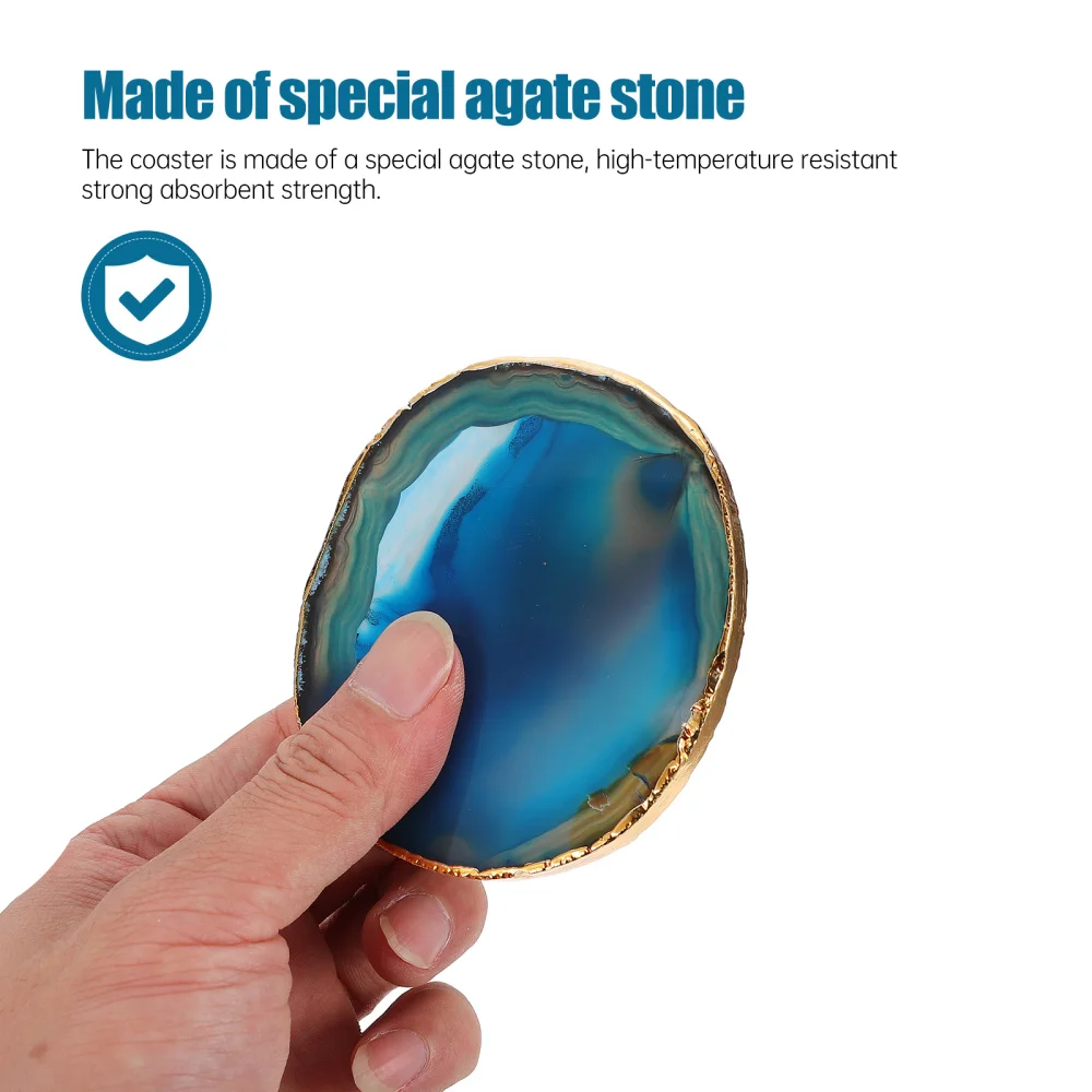 

Natural Agate Slice Coaster Agate Gold-plated Cup Mat Coasters Agate Stone Pad