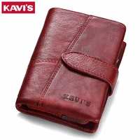 kavis 2020 genuine leather women wallet and purses coin purse female small portomonee rfid walet lady perse for girls money bag