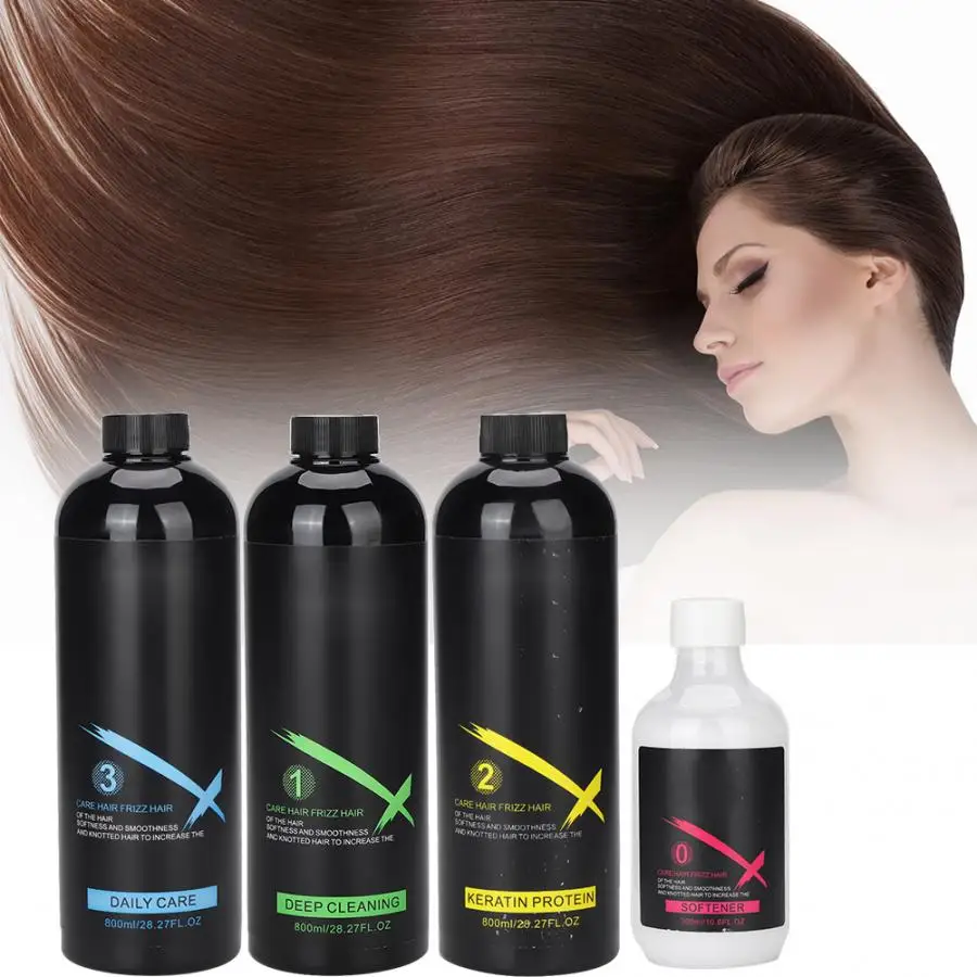 

Keratin 4pcs Frizz Treatment Hair Mask Moisturizing Repairing Cream Hairdressing Gel Shampoo Shampoo