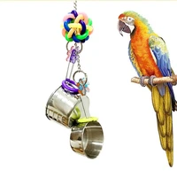 bird toys swing parrot cage spoon bell hanging climb pet parrot toys cockatiel parakeet african grey bird bites chew sound toys