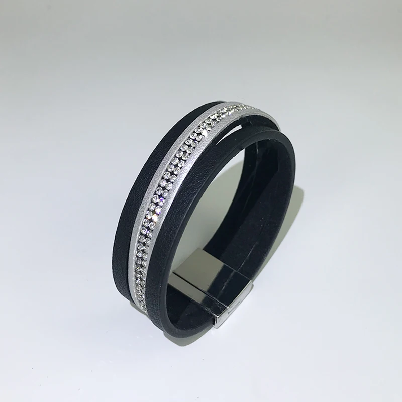 M &amp G Блестящий панк браслет черный зеленый из искусственной кожи роскошный