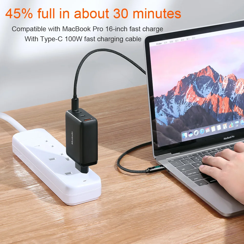 Tanie Mcdodo EU UK PD USB C 120W GaN Typ C Szybkie ładowanie 4.0 Szybka ładowarka Do Macbook Pro IPad Laptop IPhone 14 13 12 Pro Max X Huawei