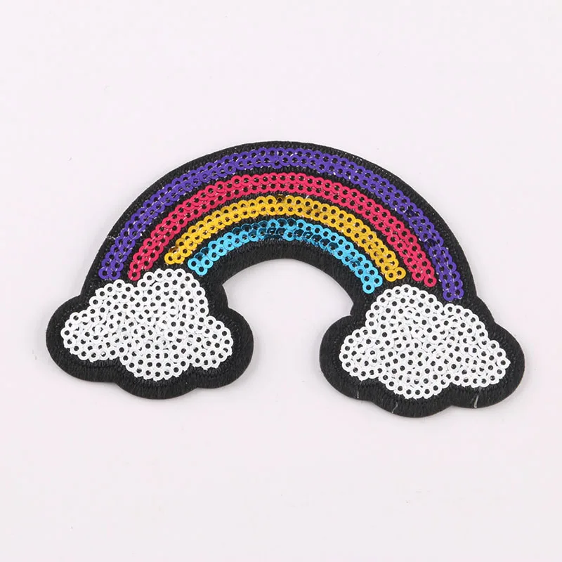

5pcs/lot PET Sequins Embroidery Cloth Stickers Iron on Unicorn Patches Thermo Adhesive Bow-knot Badges Kids Clothes Appliques