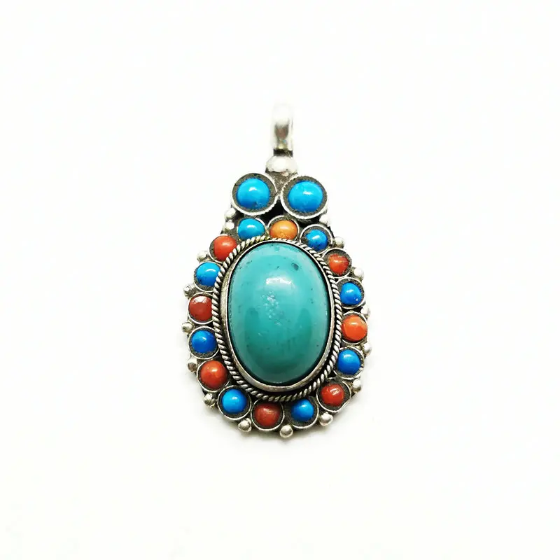 Тибетские кулоны Медная Инкрустация улучшенная бирюза Непальские Винтажные