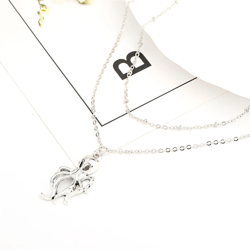 

Fashion Creative Retro Octopus Double Layer Girl Women Necklace for Women Jewelry Birthday Gift Part Accessories