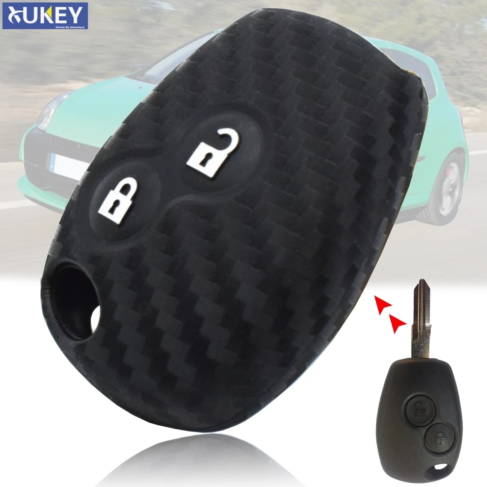Силиконовый чехол для автомобильного ключа из углеродного волокна с 2 кнопками