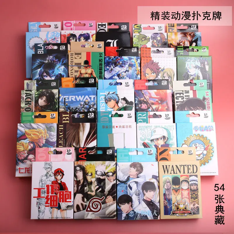 

Action Playing Cards Anime Naruto Akatsuki 54 Pcs/set Poker Cards One Piece Attack On Titan Detective Conan Tokyo Ghoul Game Toy