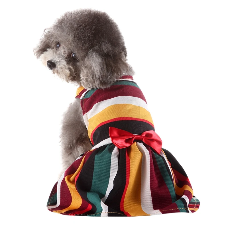 Polka Dot Ribbon Dog Dress Clothes Cozy Sleeveless Shirt Pet Sundress Princess Party Small Skirt 1 | Дом и сад