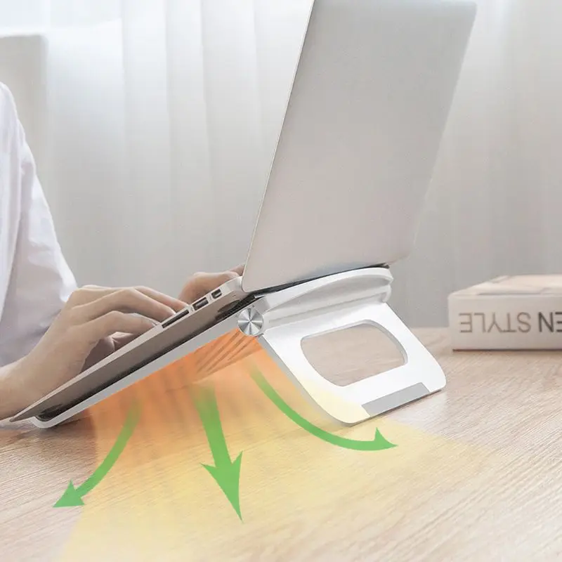

MacBook Air Pro Folding Portable Laptop Stand Notebook Desk Stand Cooling Pad Anti-Slip Stand with Triangle Structure Hollow Des