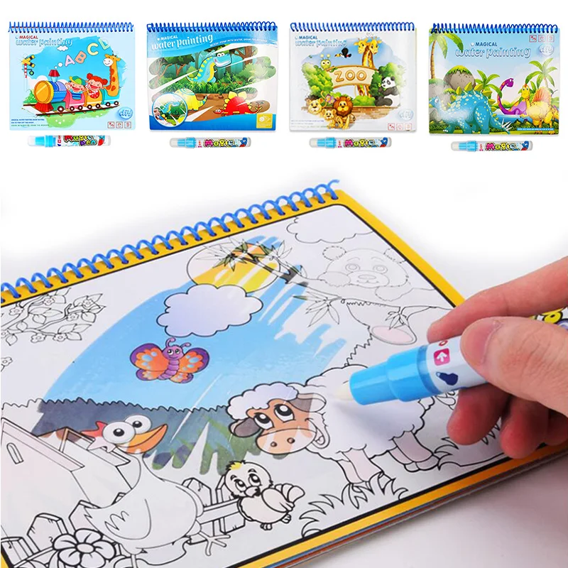 Волшебная водяная книга для рисования многоразовые книги раскрашивания с