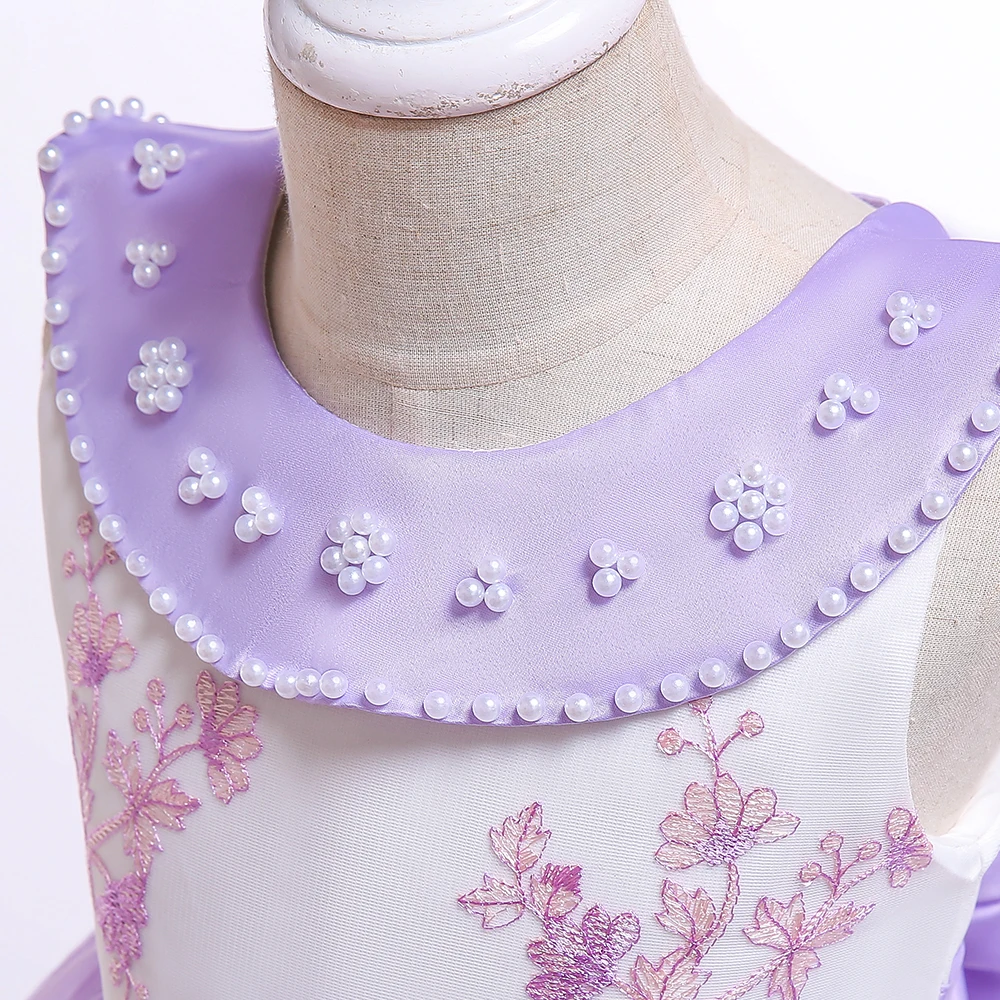 2021 Girls Bow Flower Girl Princess Party Dresses for Weddings Birthday Kids Clothes Children Clothing Baby Costume L5079 | Детская