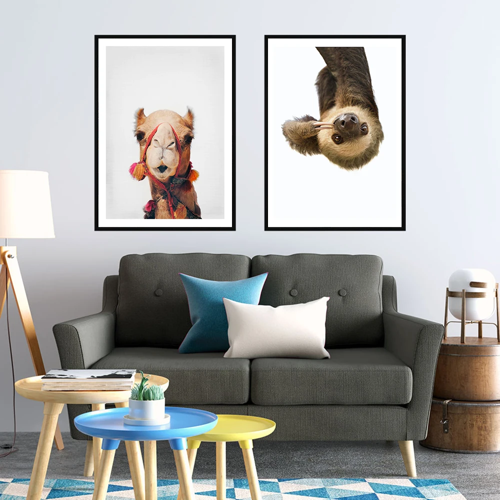 Домашний декор Картина на холсте животное настенное искусство верблюд Ленивец