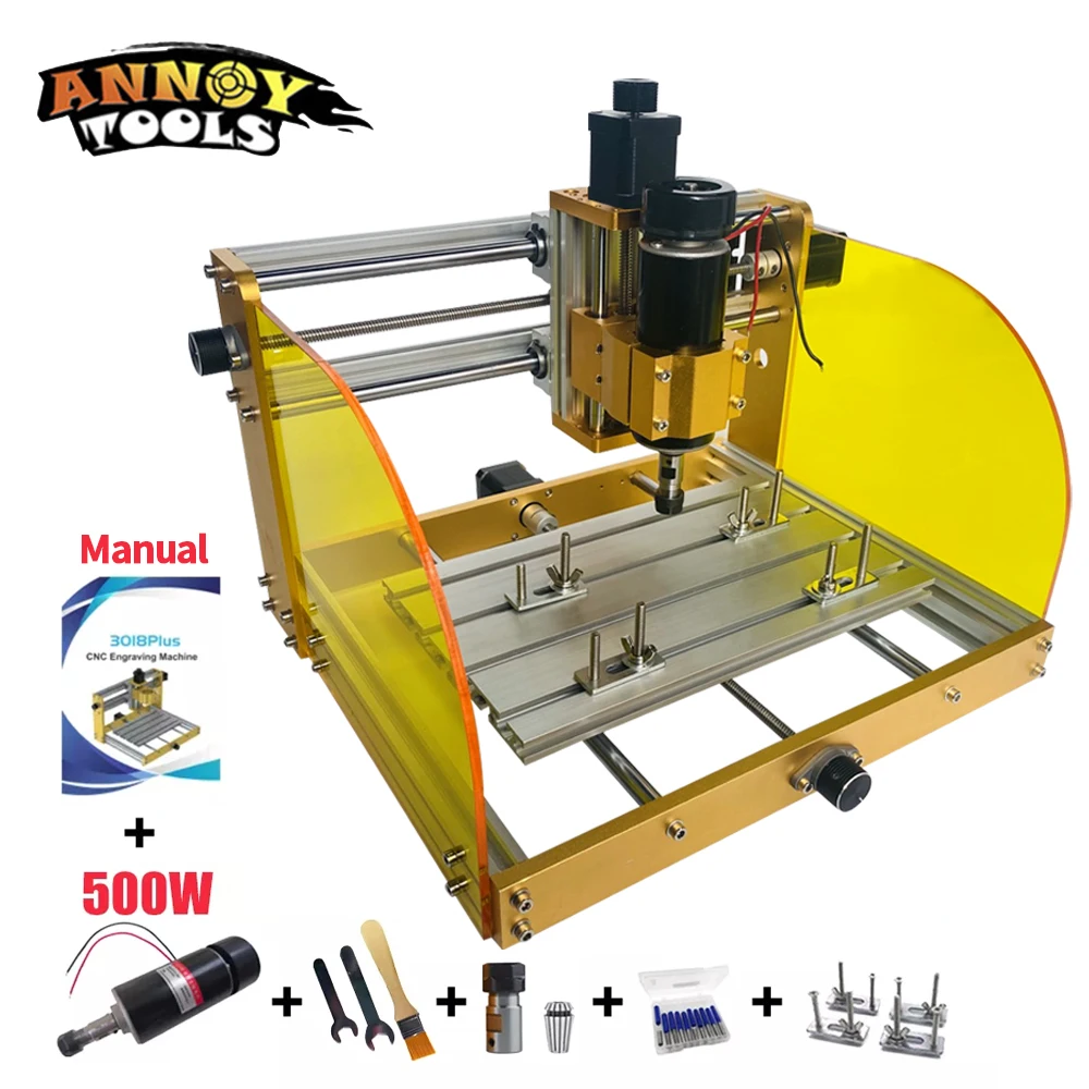 CNC 30*18plus 500W support Nema17/23 Stepper 52mm Spindle CNC Wood Router,Pcb Milling Machine,Craved On Metal
