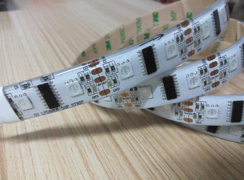 Светодиодная Пиксельная лента LPD8806 5050 RGB DC5V 32/48 Светодиодный 52/60Led s/m 1/2/3/4/5m (1 чип IC 2)